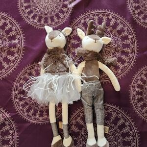 Whimsical Deer Plush Set - Brown and Cream